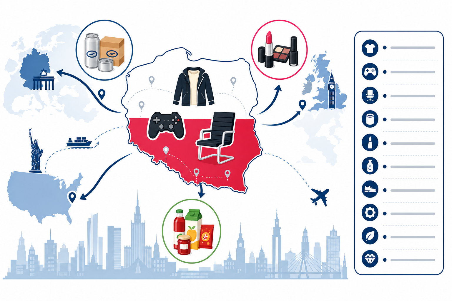 Polish Exports in Vibrant Collage with Global Brands